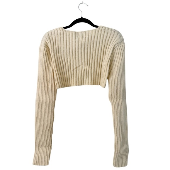 Oh Polly Aytan Cropped Bolero Long Sleeve Sweater in Beige Size Small Medium S/M - Picture 8 of 12